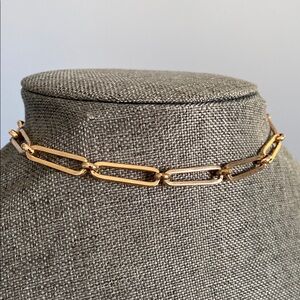 Gold Paperclip Link Choker Necklace - Sleek Women's Jewelry